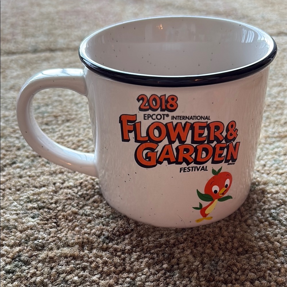 Disney 2018 Epcot 25th Anniversary Passholder Orange Bird Flower & Garden Mug - Picture 2 of 4